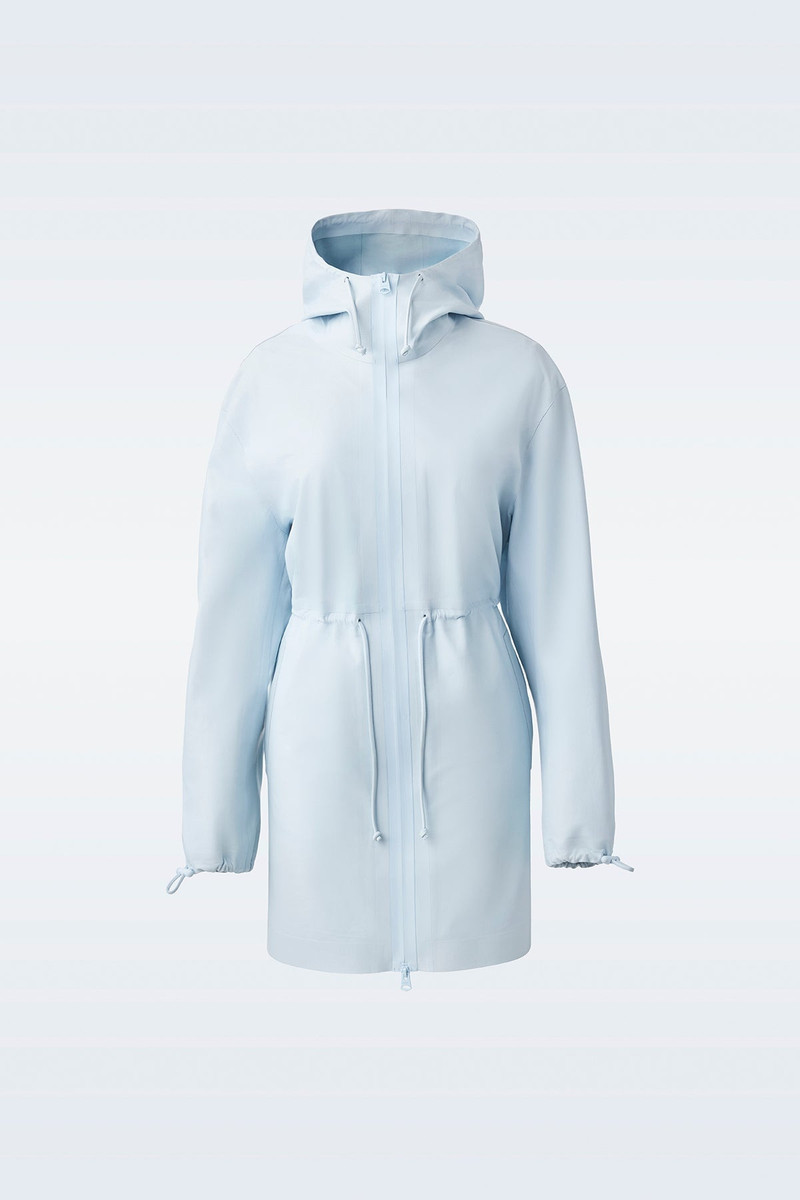 AUTUMN Monochromatic leather coat with hood 1