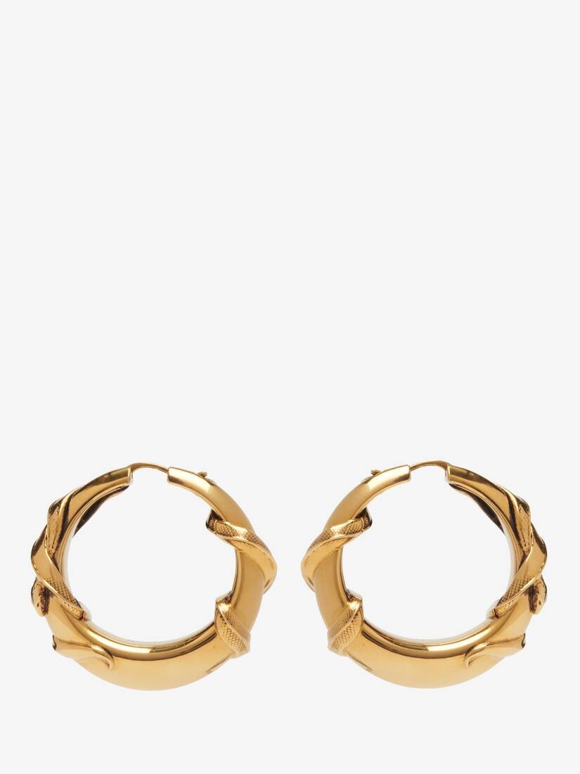 Women's Snake Hoop Earrings in Antique Gold - 1