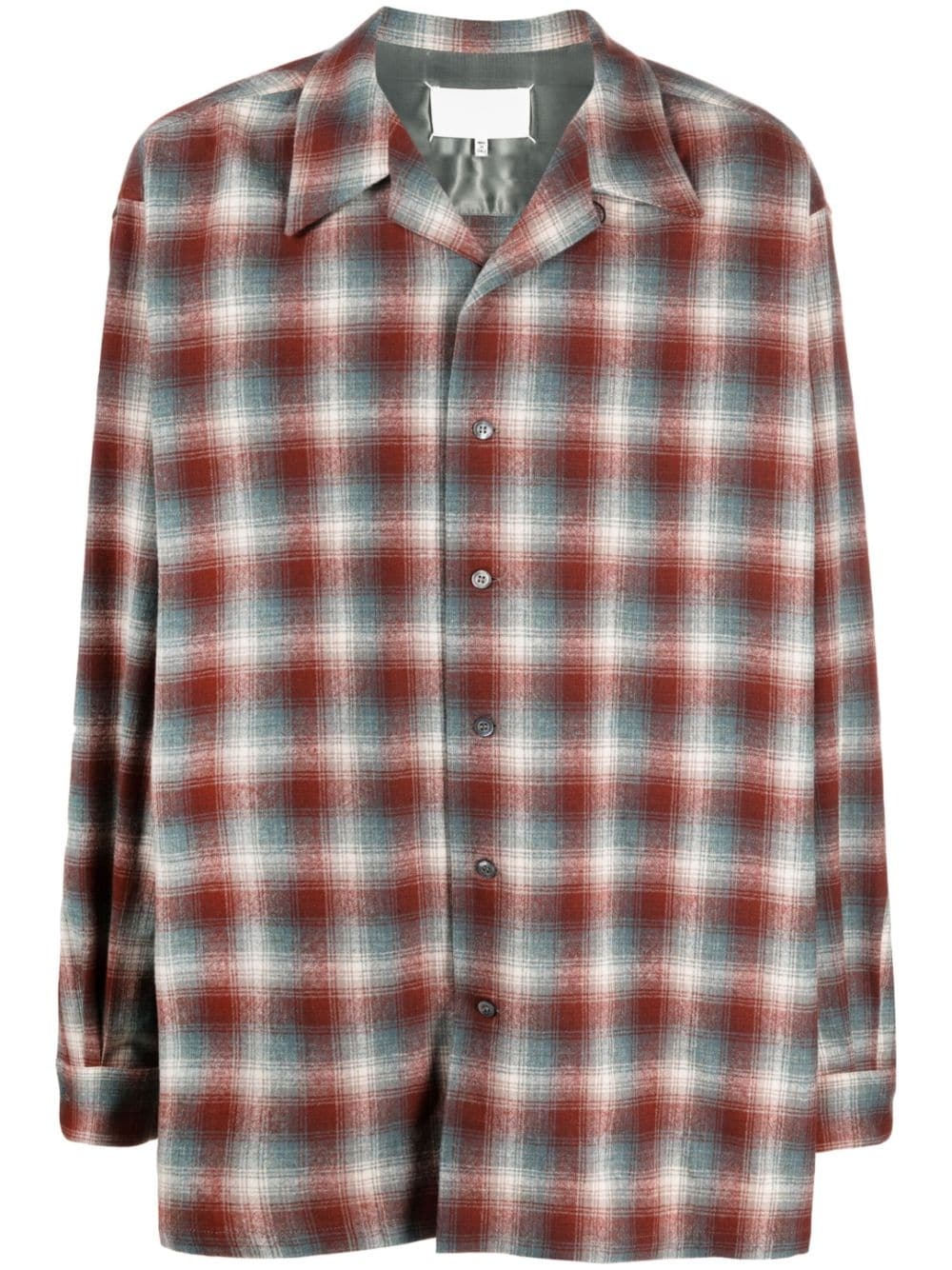 checked logo-patch shirt - 1