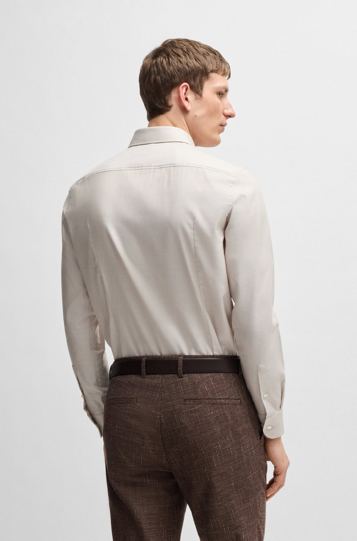 SLIM-FIT SHIRT IN A STRUCTURED COTTON BLEND - 5