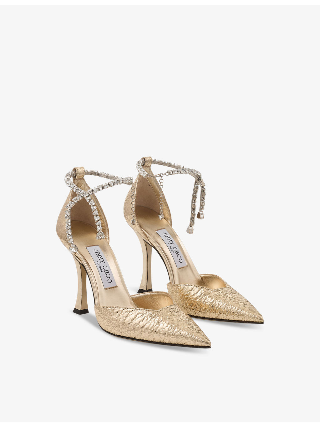 Stevie 100 crystal-embellished metallic-leather heeled courts - 3