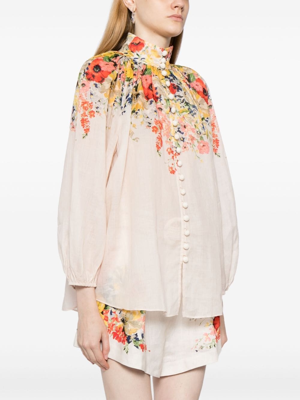 Alight floral-print linen blouse - 3