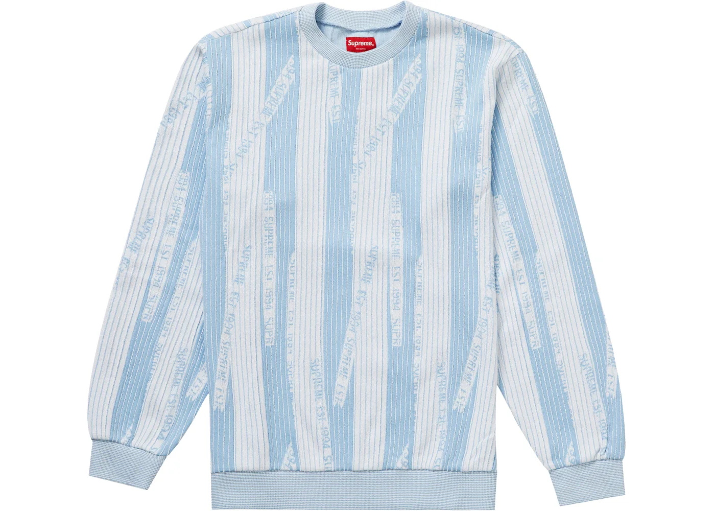 Supreme Textured Stripe Crewneck Light Blue - 1
