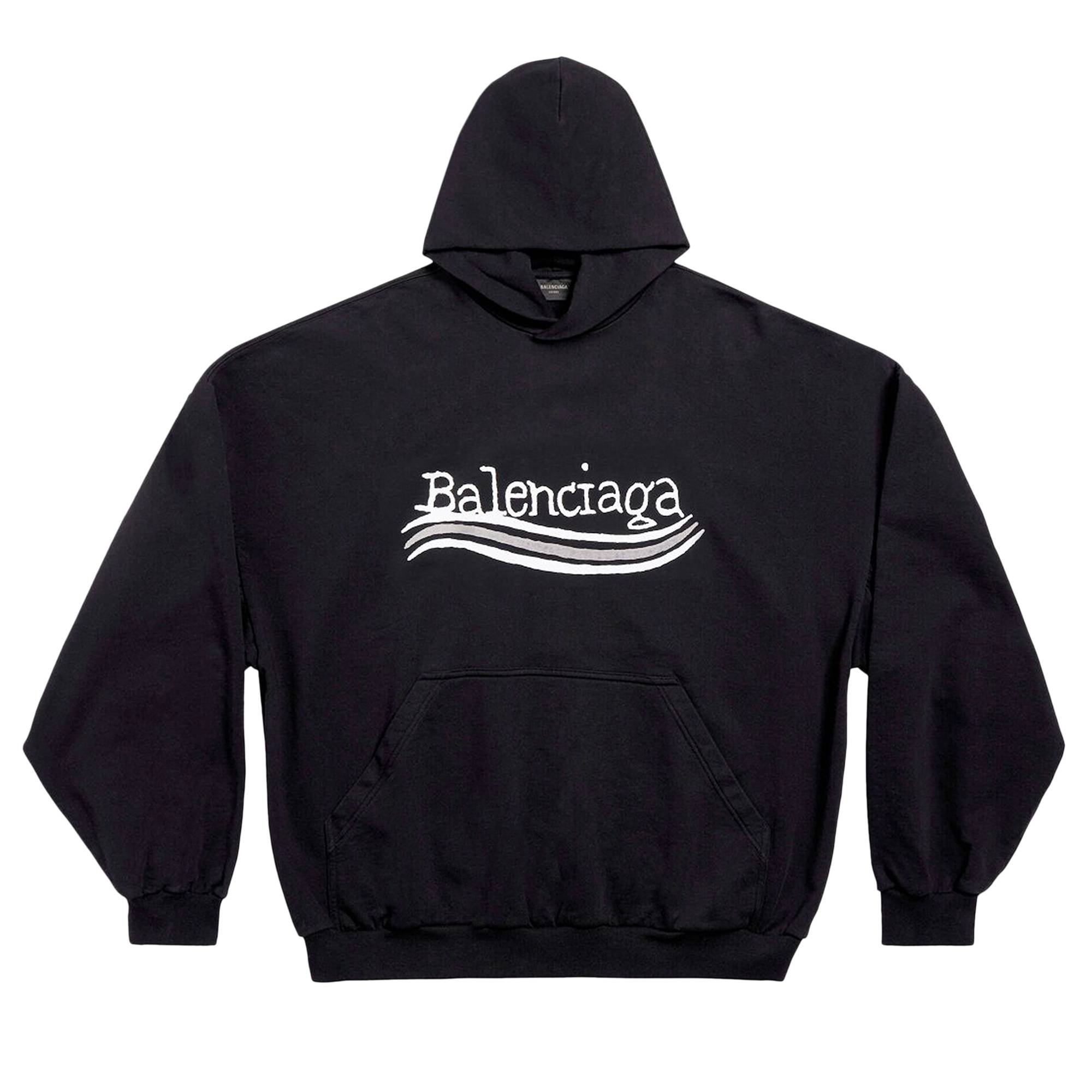 Balenciaga Large Fit Hoodie 'Black/Silver/White' - 1
