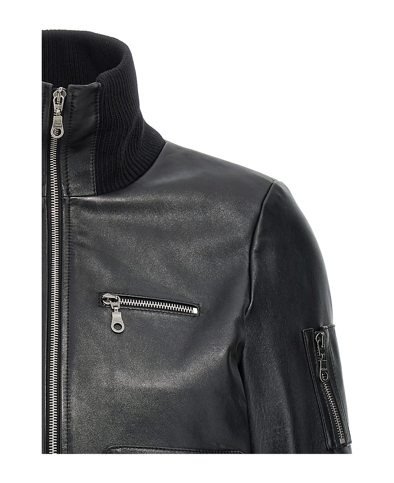 Leather Bomber Jacket - 3