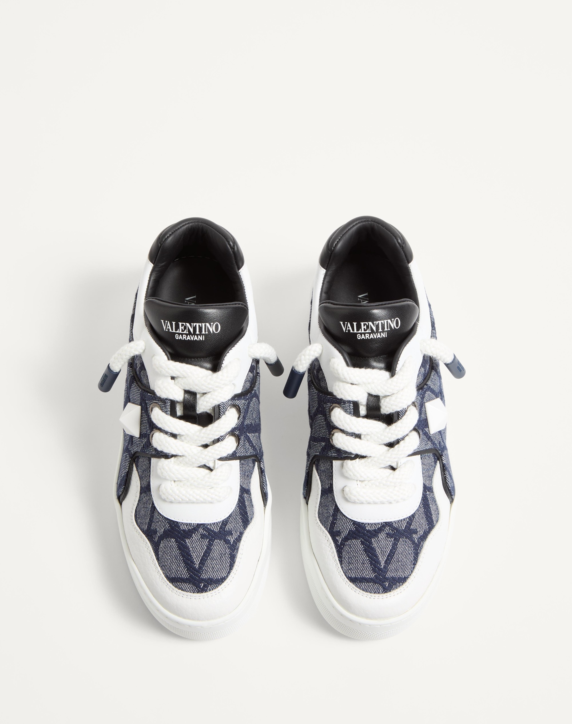 ONE STUD XL LOW-TOP SNEAKER IN DENIM-EFFECT TOILE ICONOGRAPHE JACQUARD FABRIC - 5