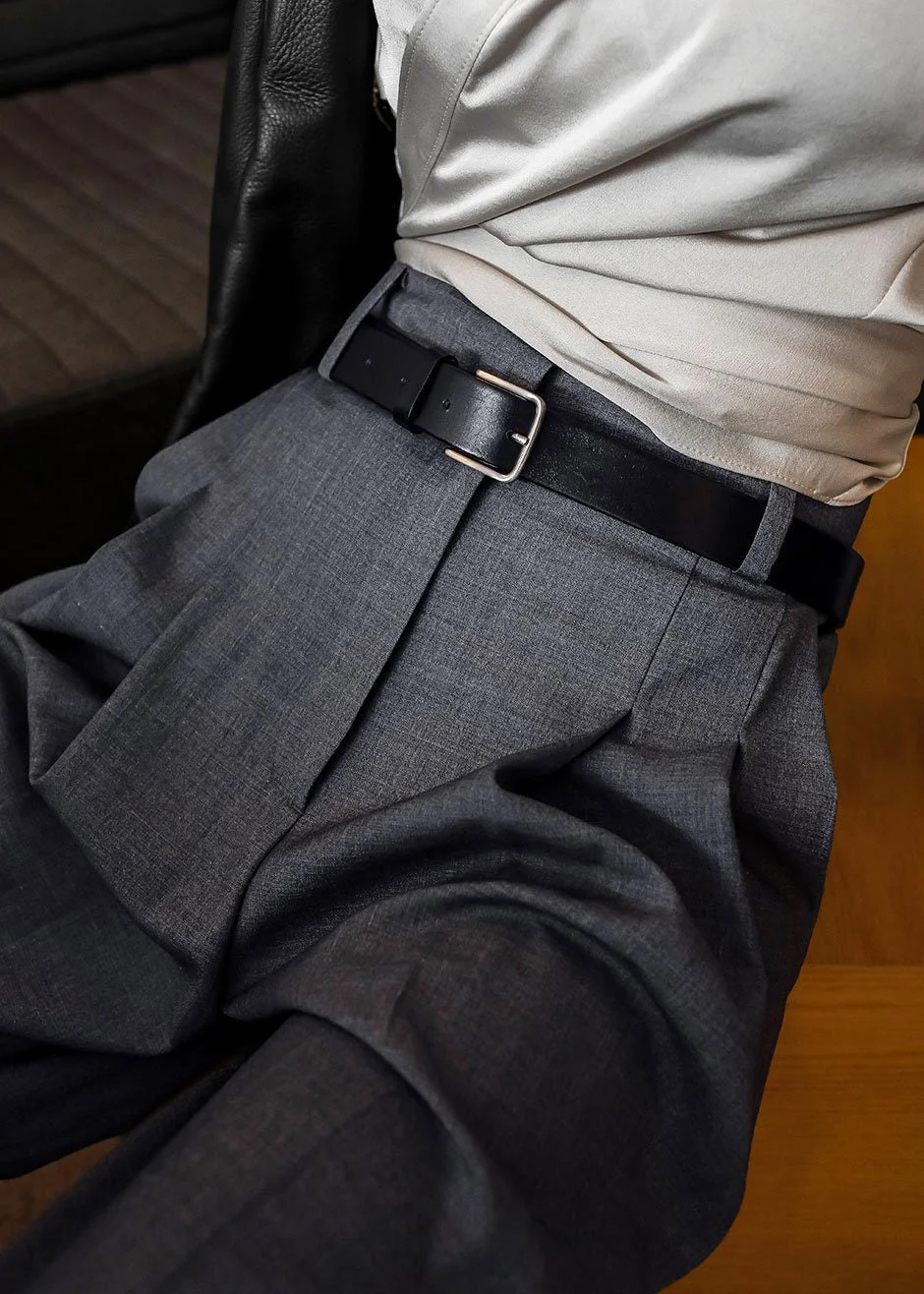 Gelso Pleated Trousers - Dark Grey Melange - 1