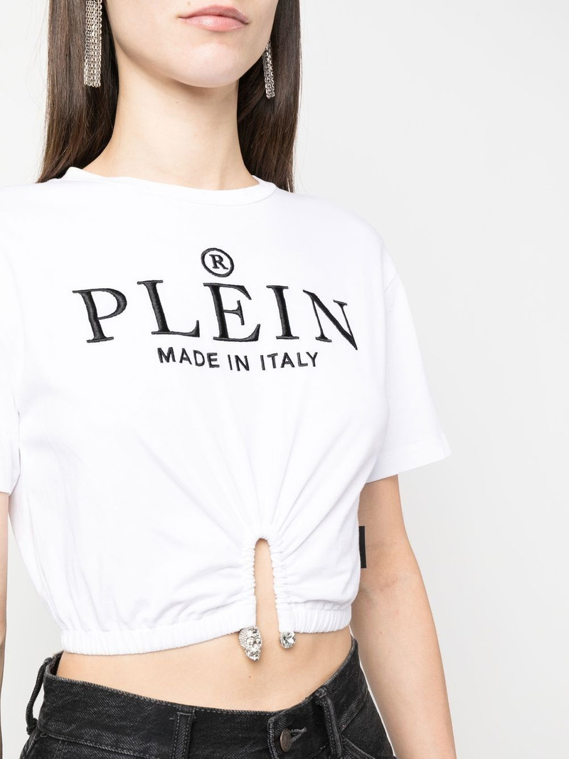 embroidered-logo cropped T-shirt 5