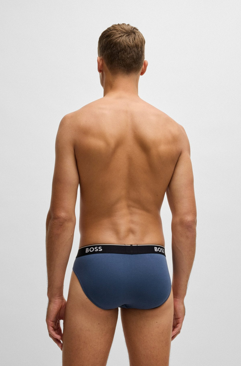 BOSS THREE-PACK OF STRETCH-COTTON BRIEFS WITH LOGO WAISTBANDS outlook