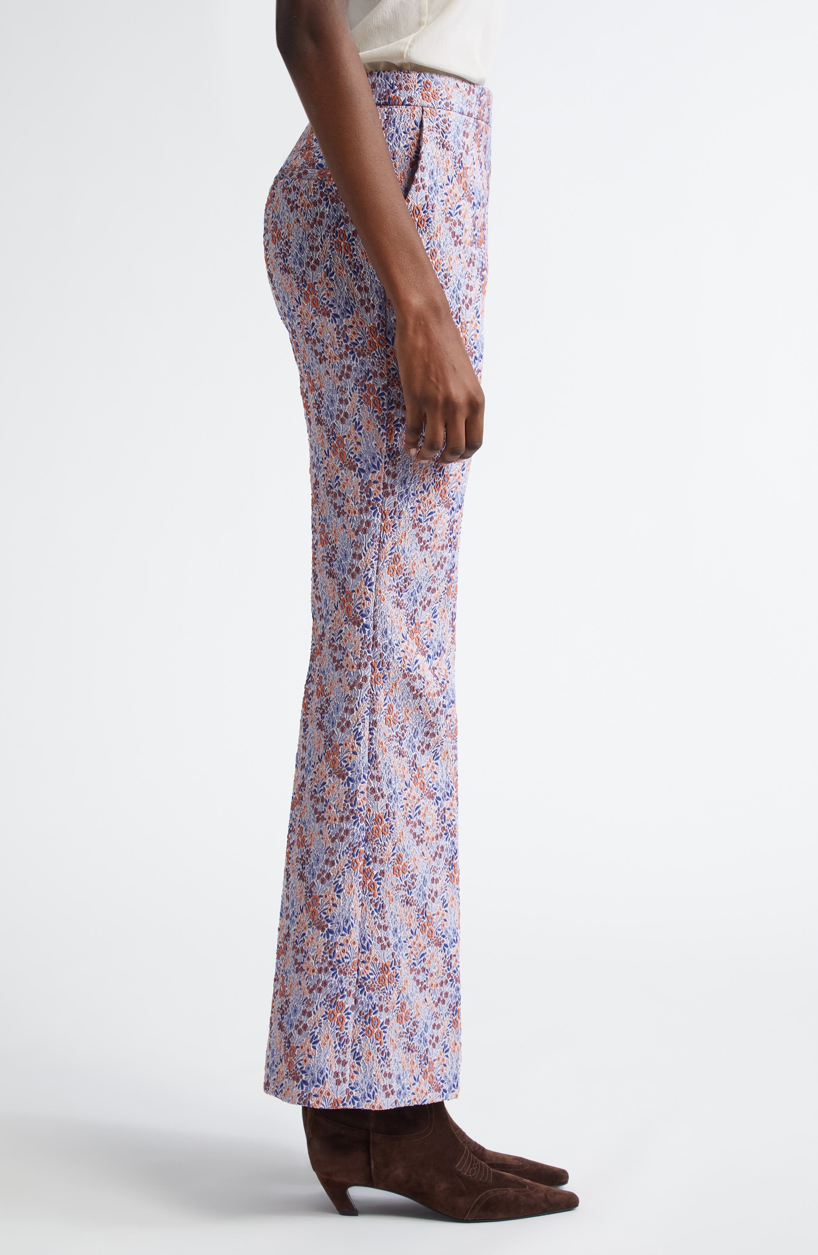 Etro Ditsy Floral Jacquard Trousers in Multicolor Azure Base at Nordstrom - 4