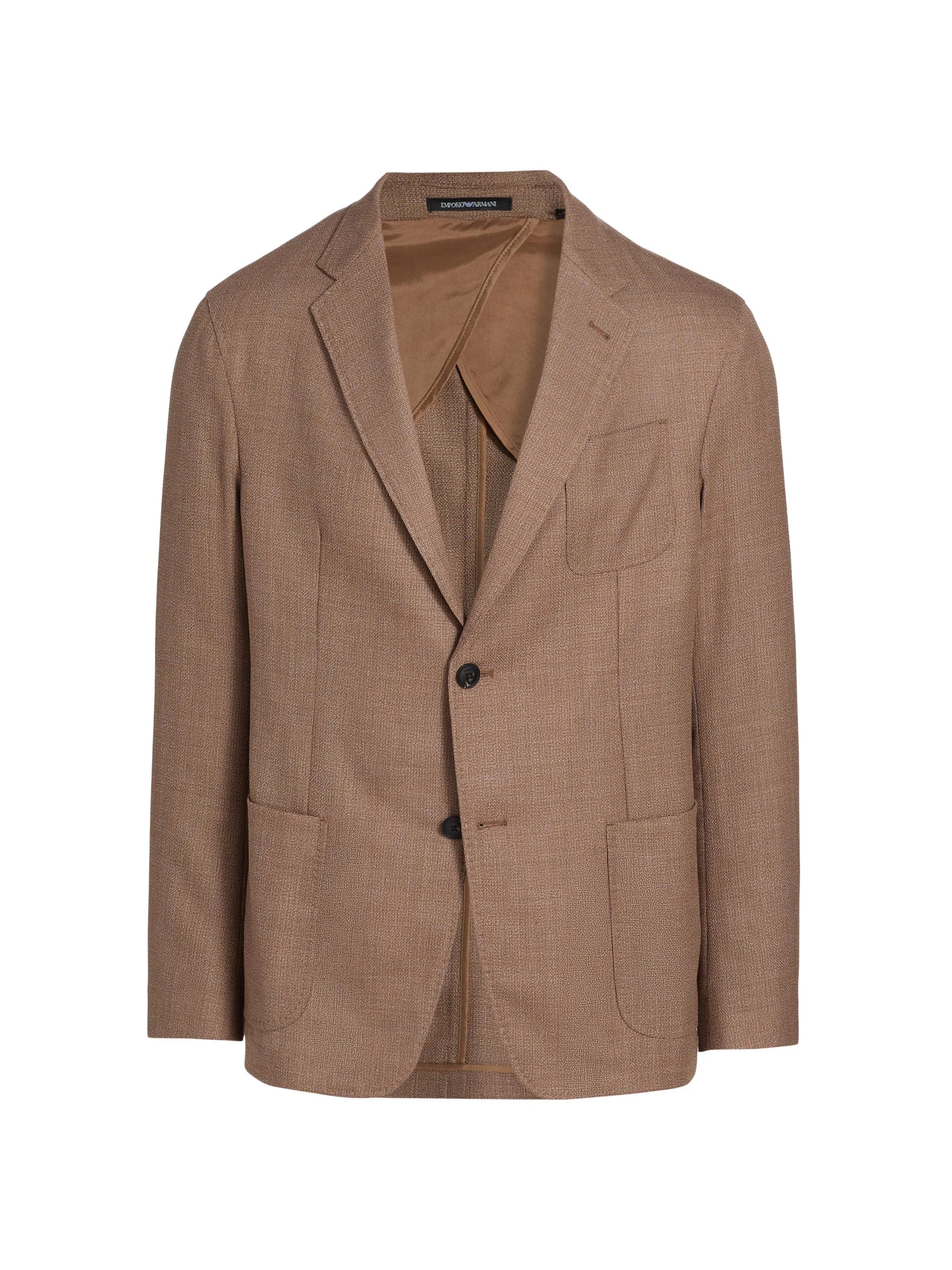 Men's Textured Wool Jacket - Brown - 1