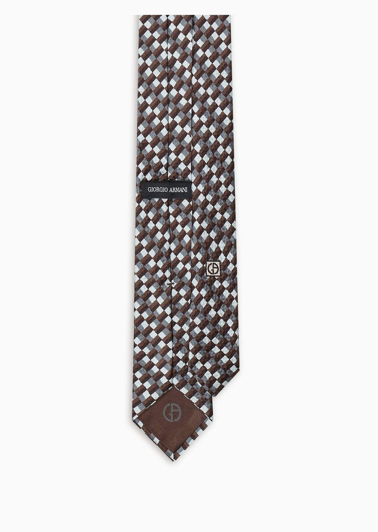 Silk seersucker tie with geometric print - 2