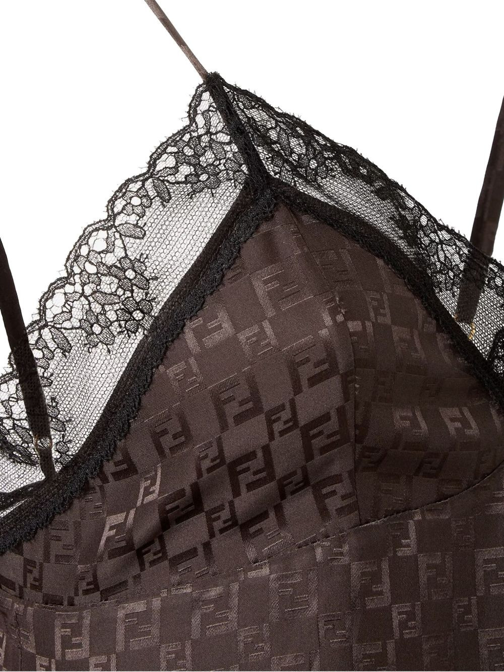 jacquard FF lace-trimmed top - 3