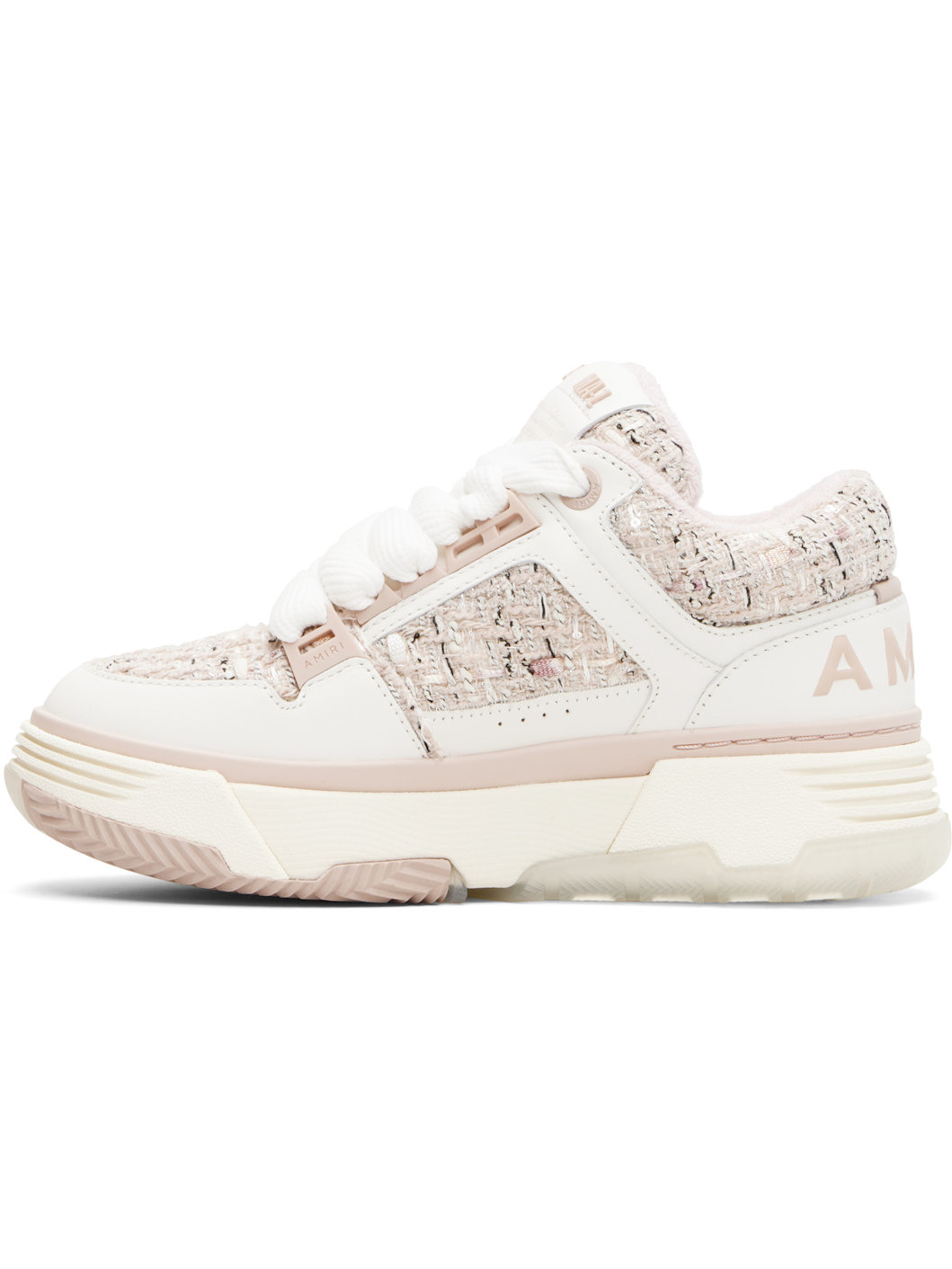White & Pink Bouclé MA-1 Sneakers - 3