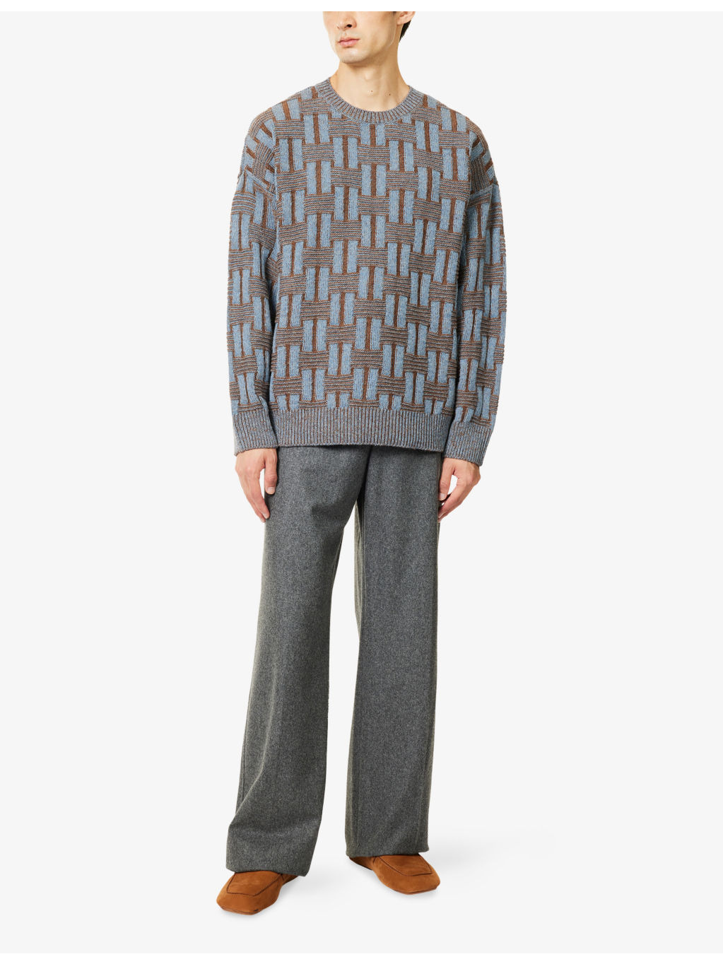Patterned Knitted Wool Jumper - 2