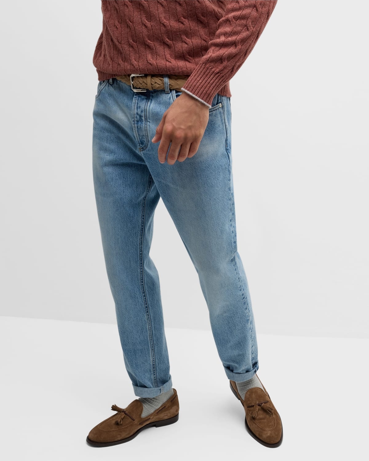 Men's Slim Light-Wash Denim Jeans - 5