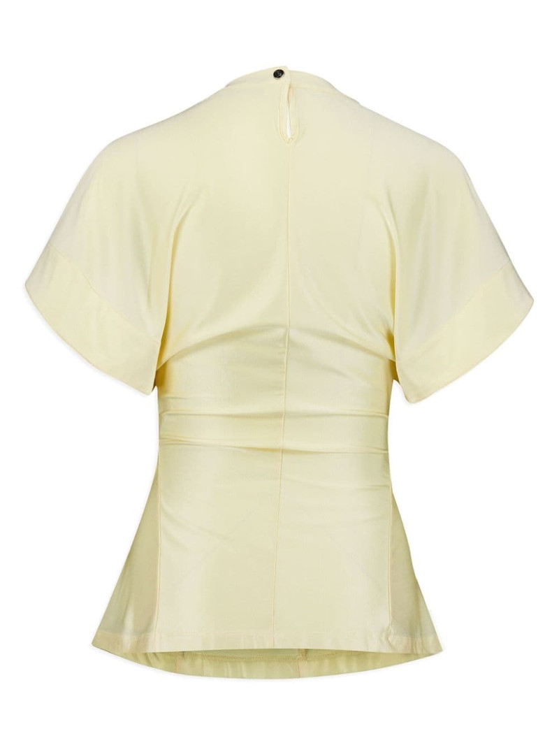 rabanne draped-detail round-neck blouse outlook