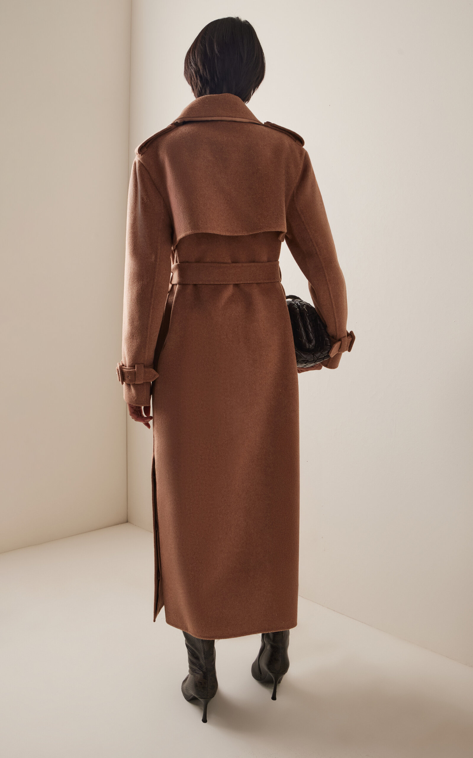 Rumi Belted Long Coat tan - 4