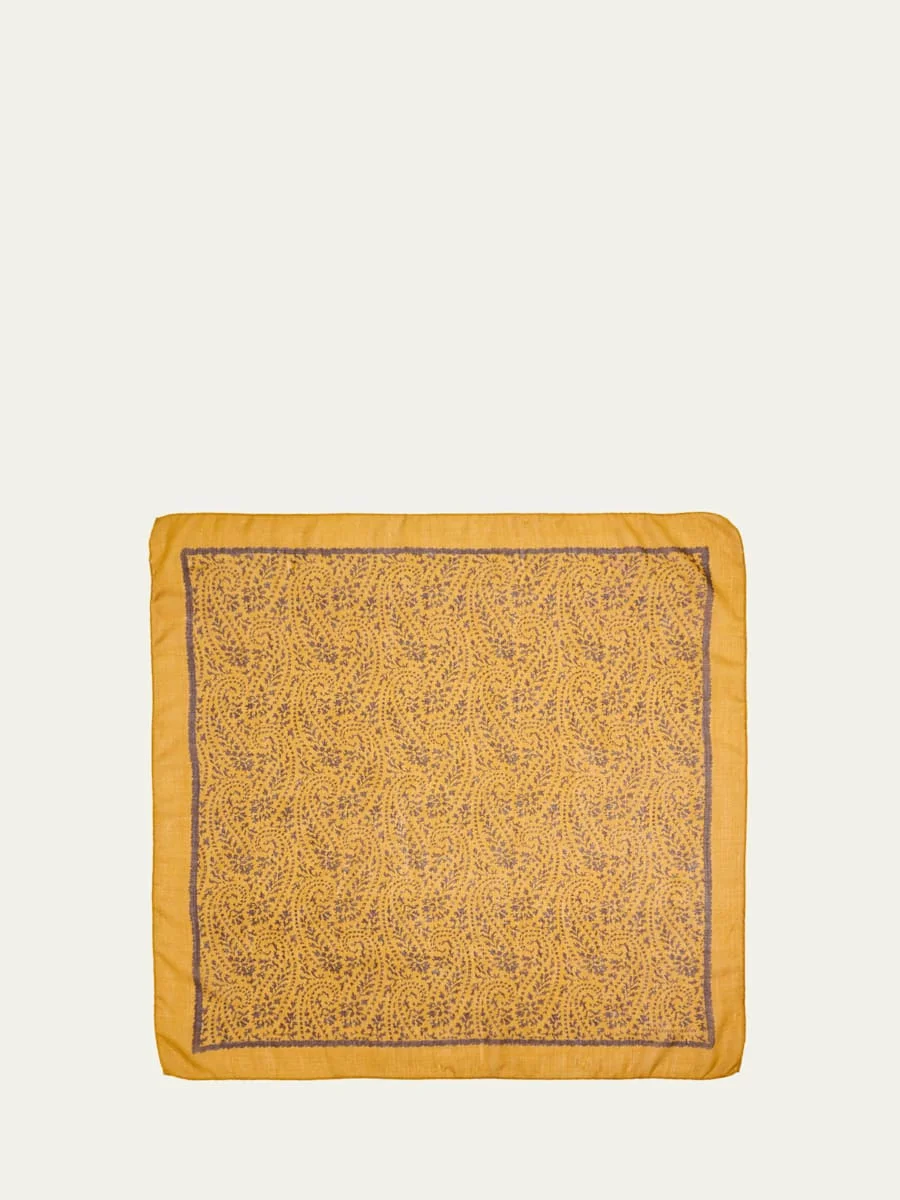 Men's Cashmere-Silk Paisley Handkerchief - 1