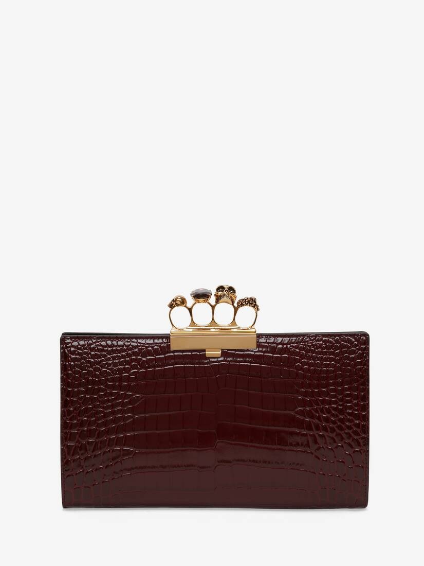 Women's Jewelled Flat Pouch in Burgundy - 1