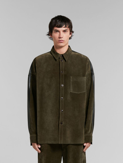 Marni GREEN SUEDE SHIRT WITH LEATHER BACK outlook