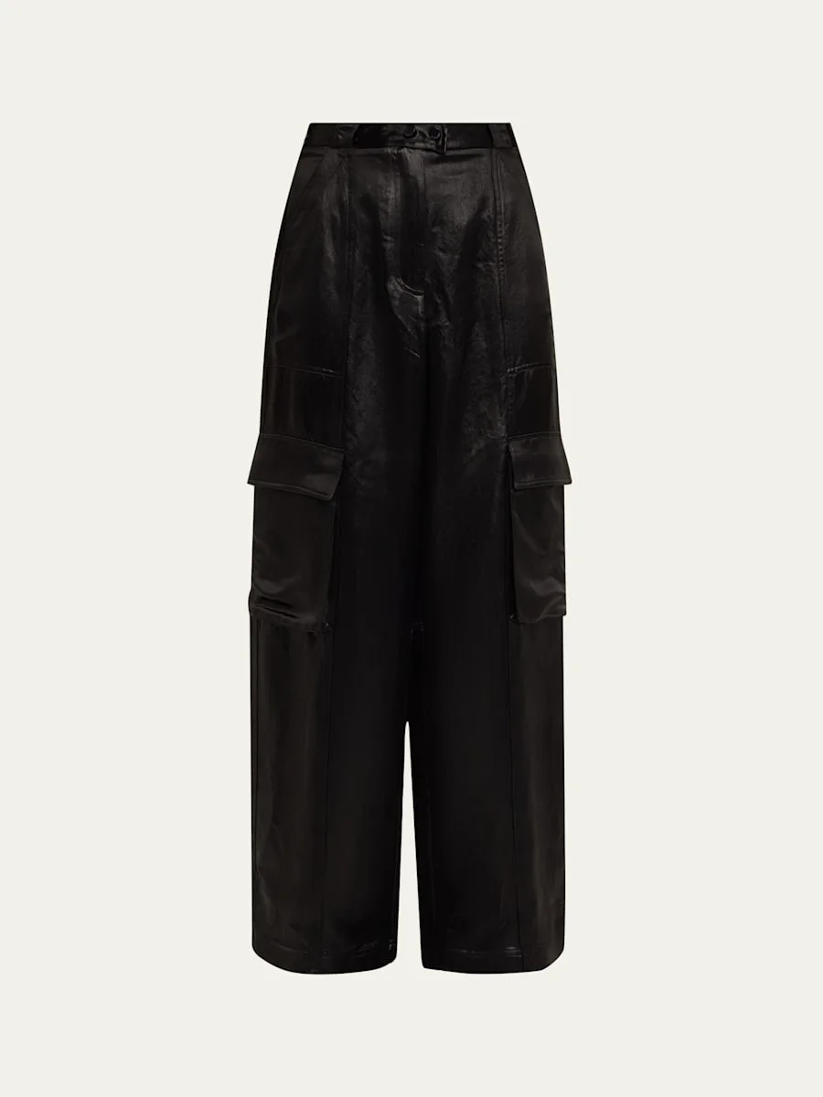 Beatriz Faux Leather Wide-Leg Cargo Pants - 1