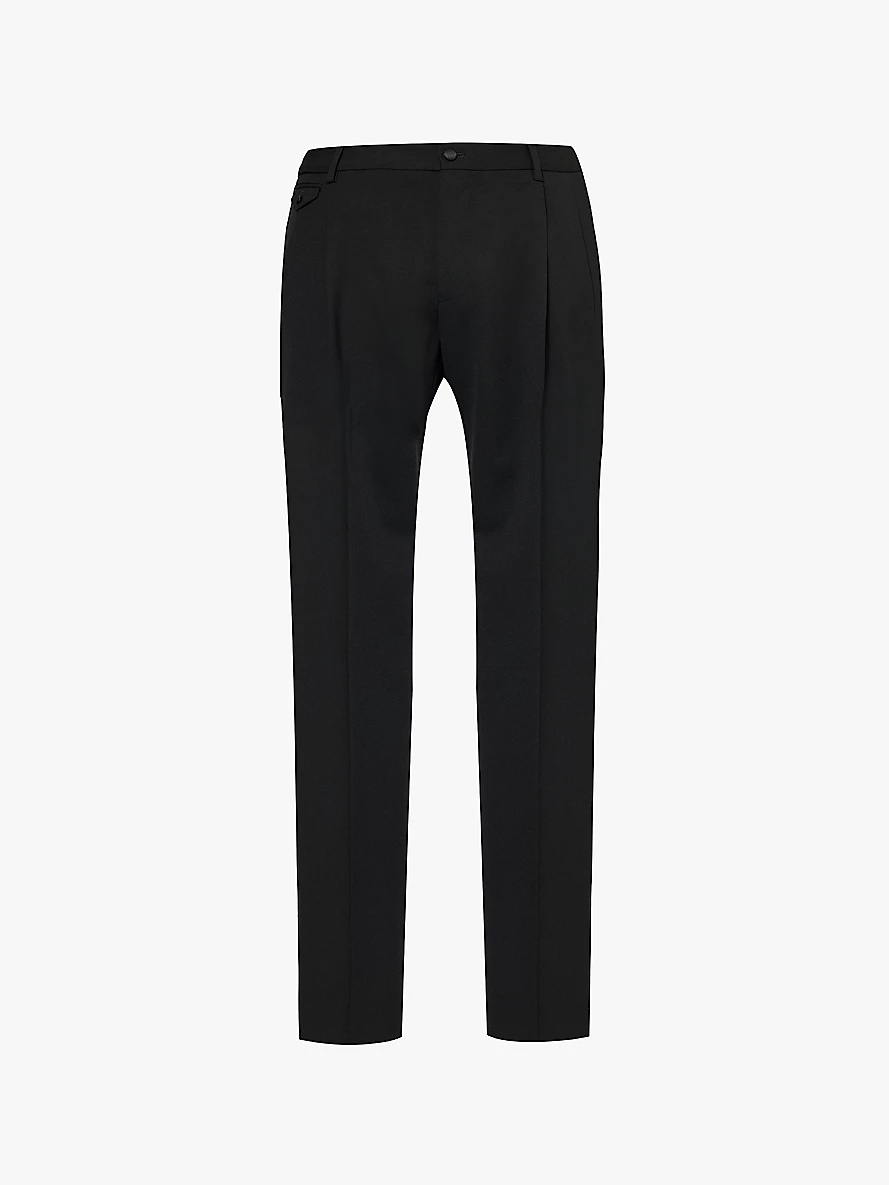 Regular-fit tapered-leg wool-blend twill trousers - 1