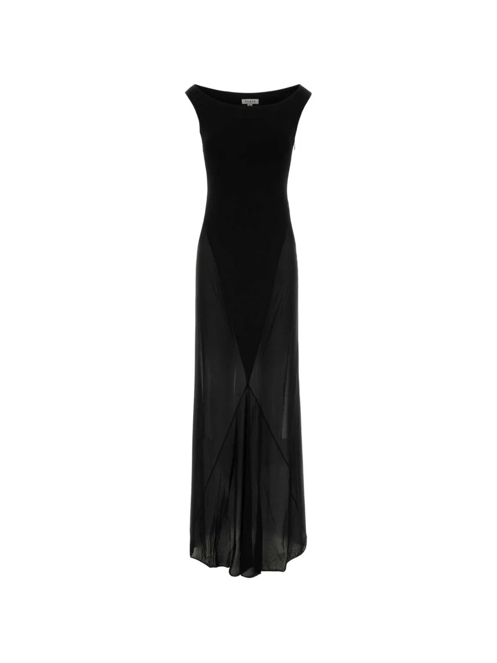 sheer-panelled sleeveless dress - 1