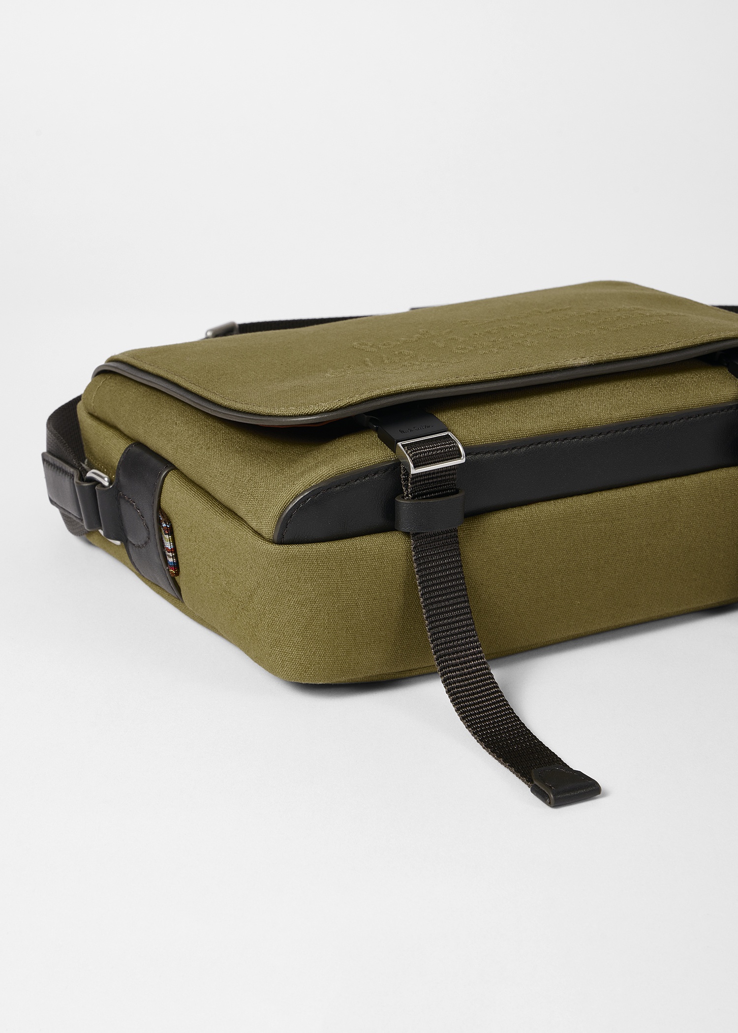 Khaki 'Floral Street' Cotton Canvas Messenger Bag - 7