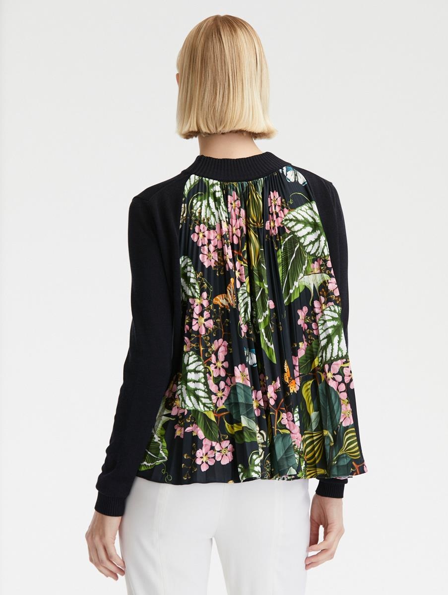PLEATED JERSEY INSET PULLOVER - 4