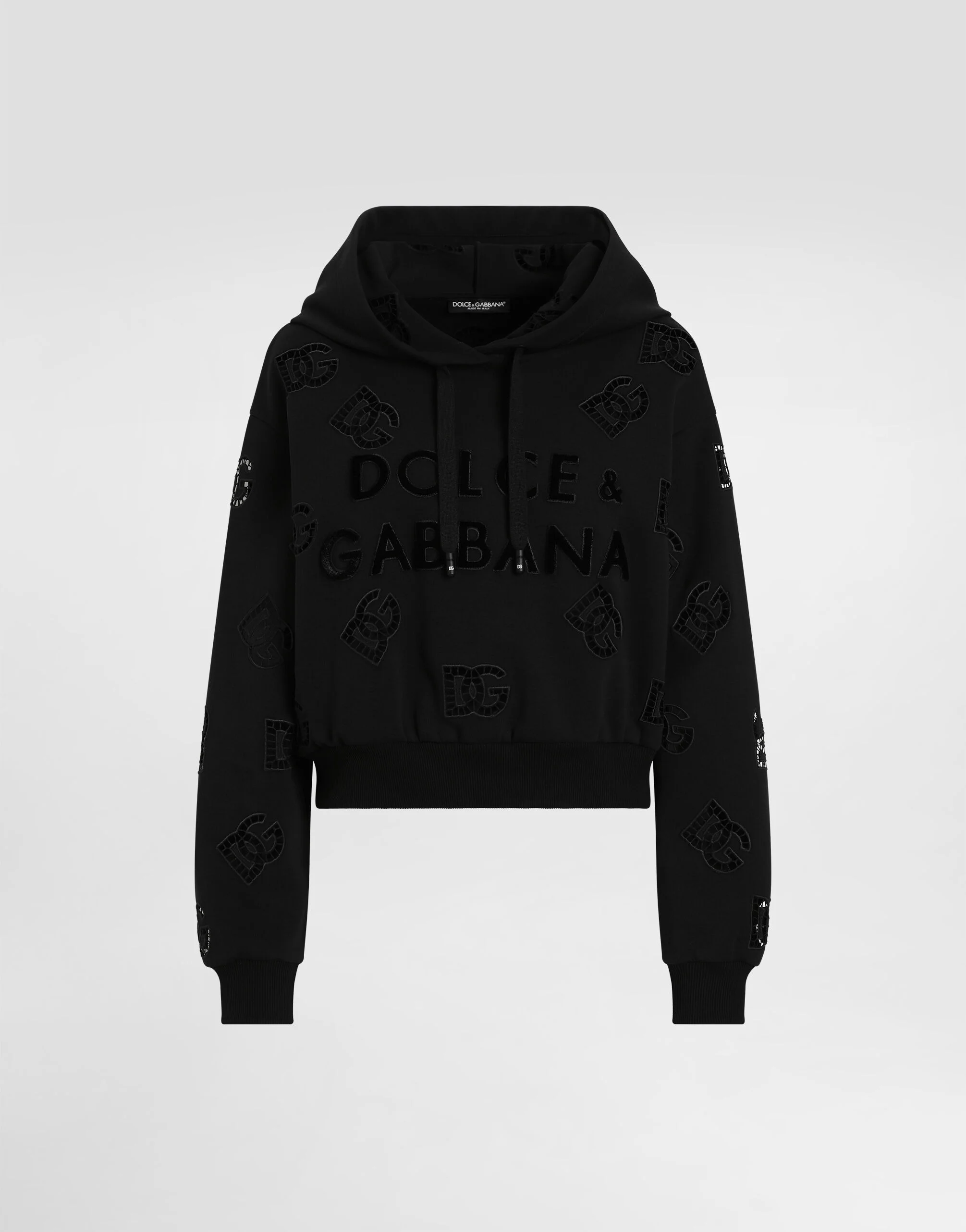 Jersey hoodie with cut-out and DG logo - 1