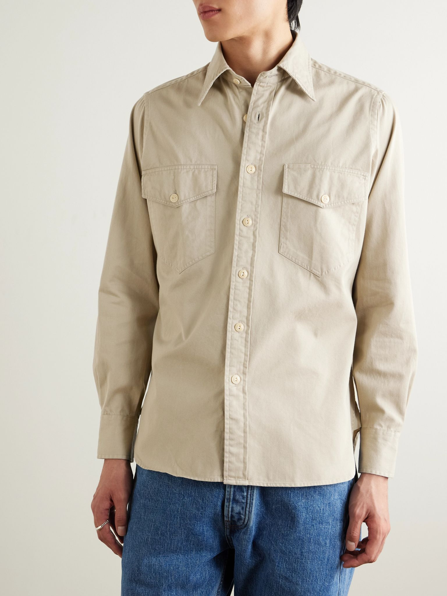Cotton Shirt Stone - 3