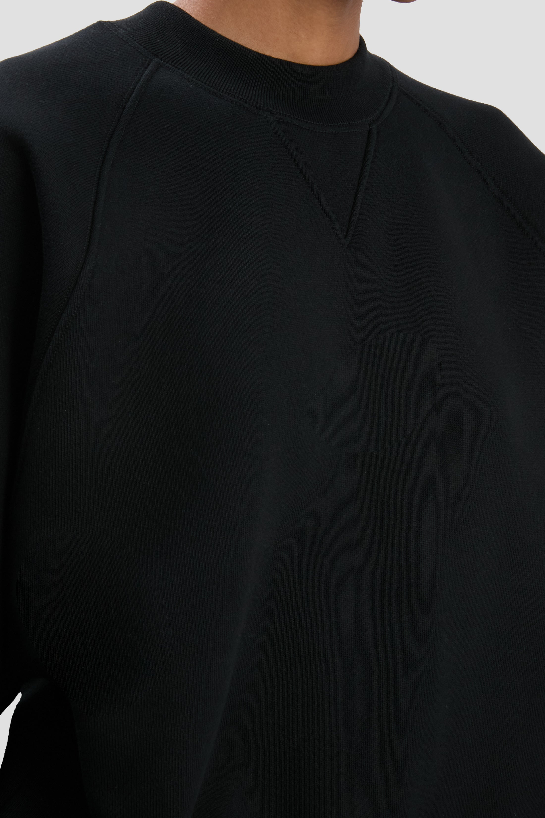 Crew Neck Raglan Sweatshirt In Black - 4