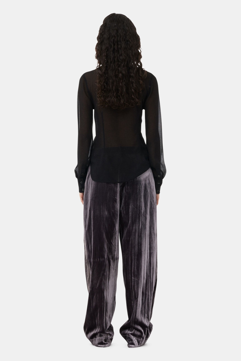 BLACK CHIFFON RUFFLE SHIRT 3