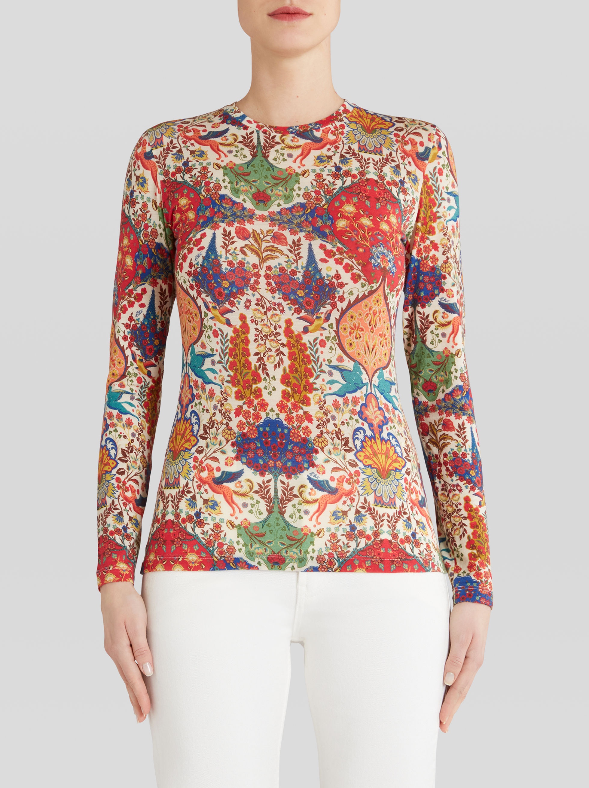 JERSEY JUMPER WITH FLORAL PRINT AND PEGASO - 2