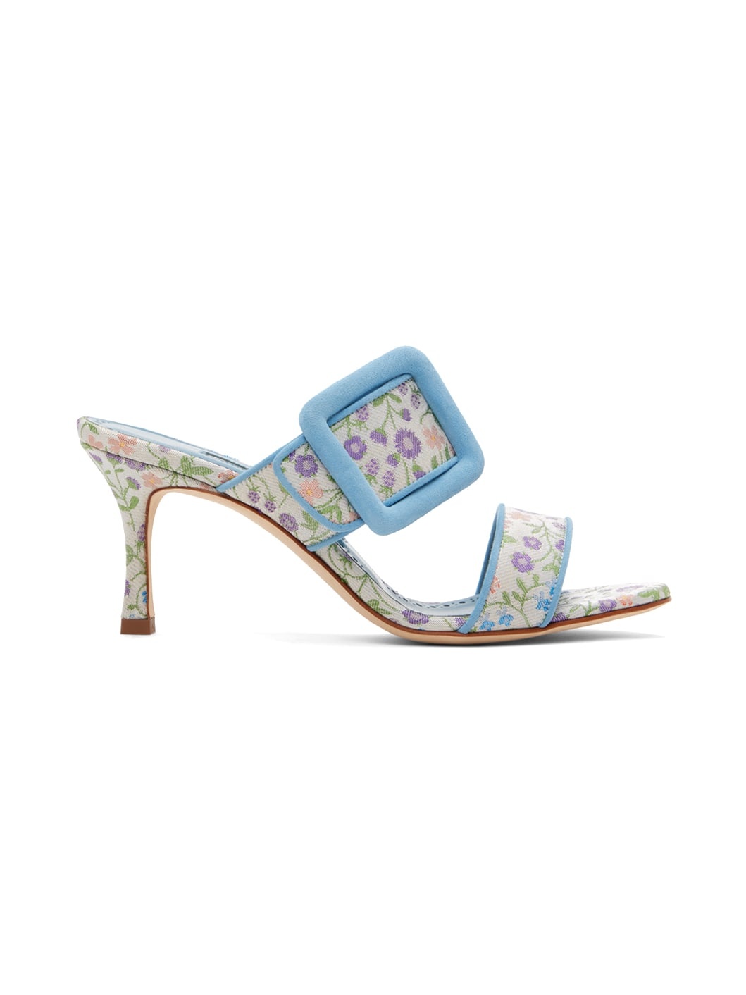 Blue & White Gable Heeled Sandals - 1