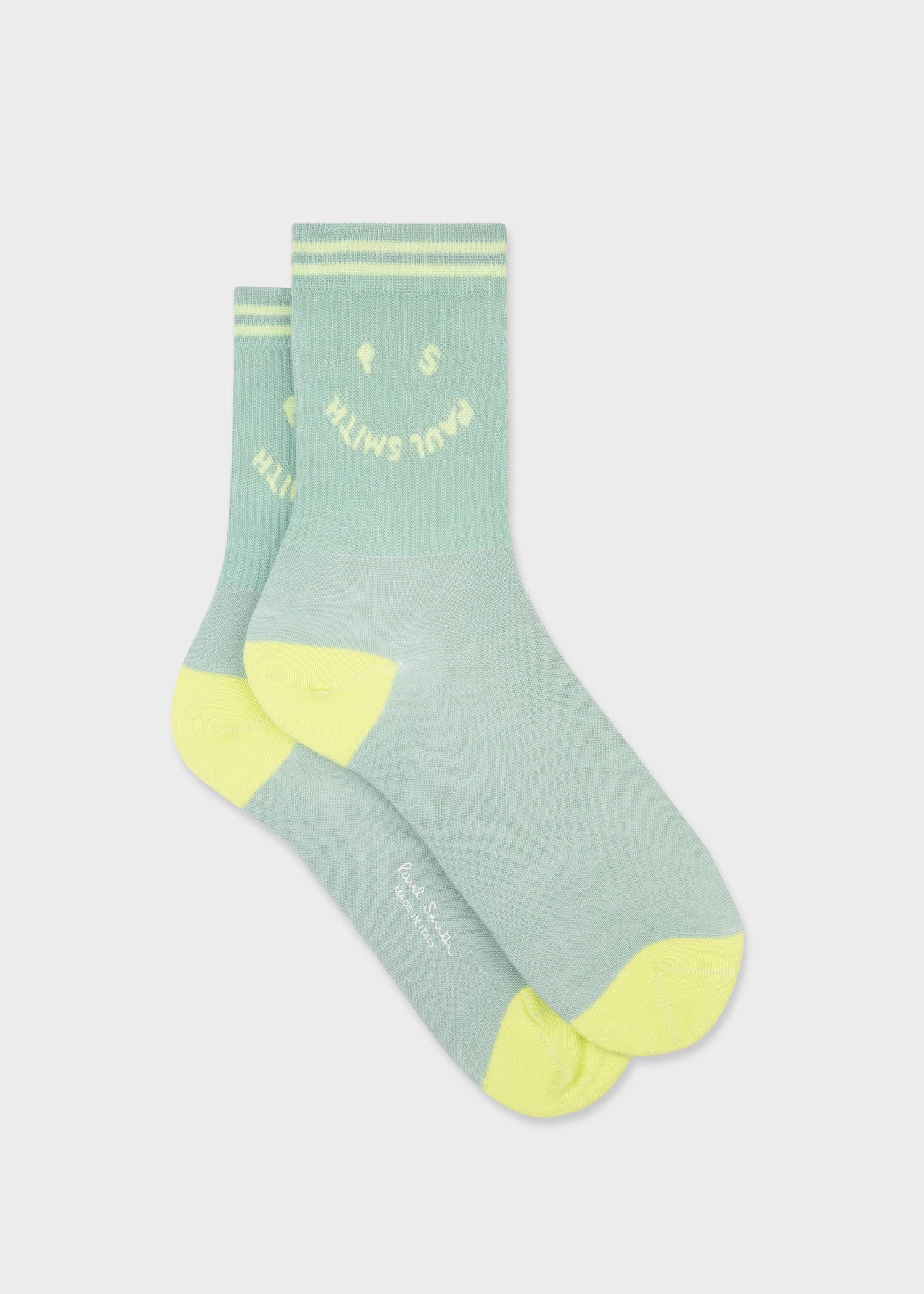 Mint 'Happy' Ribbed Socks - 1