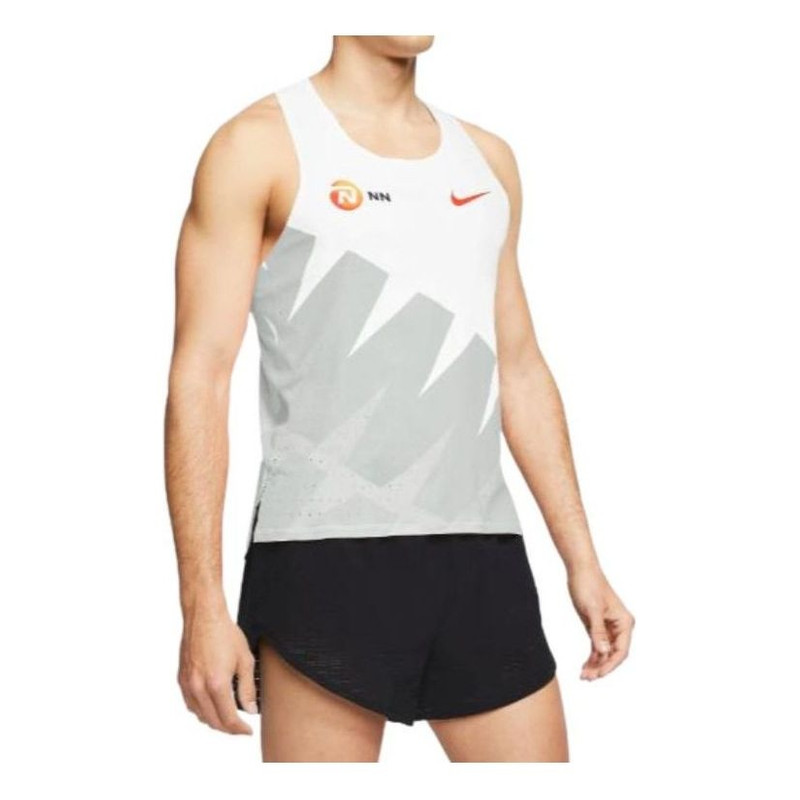 Men's Nike Chest logo Printing Breathable Running Sports White Vest CW1253-100 - 1