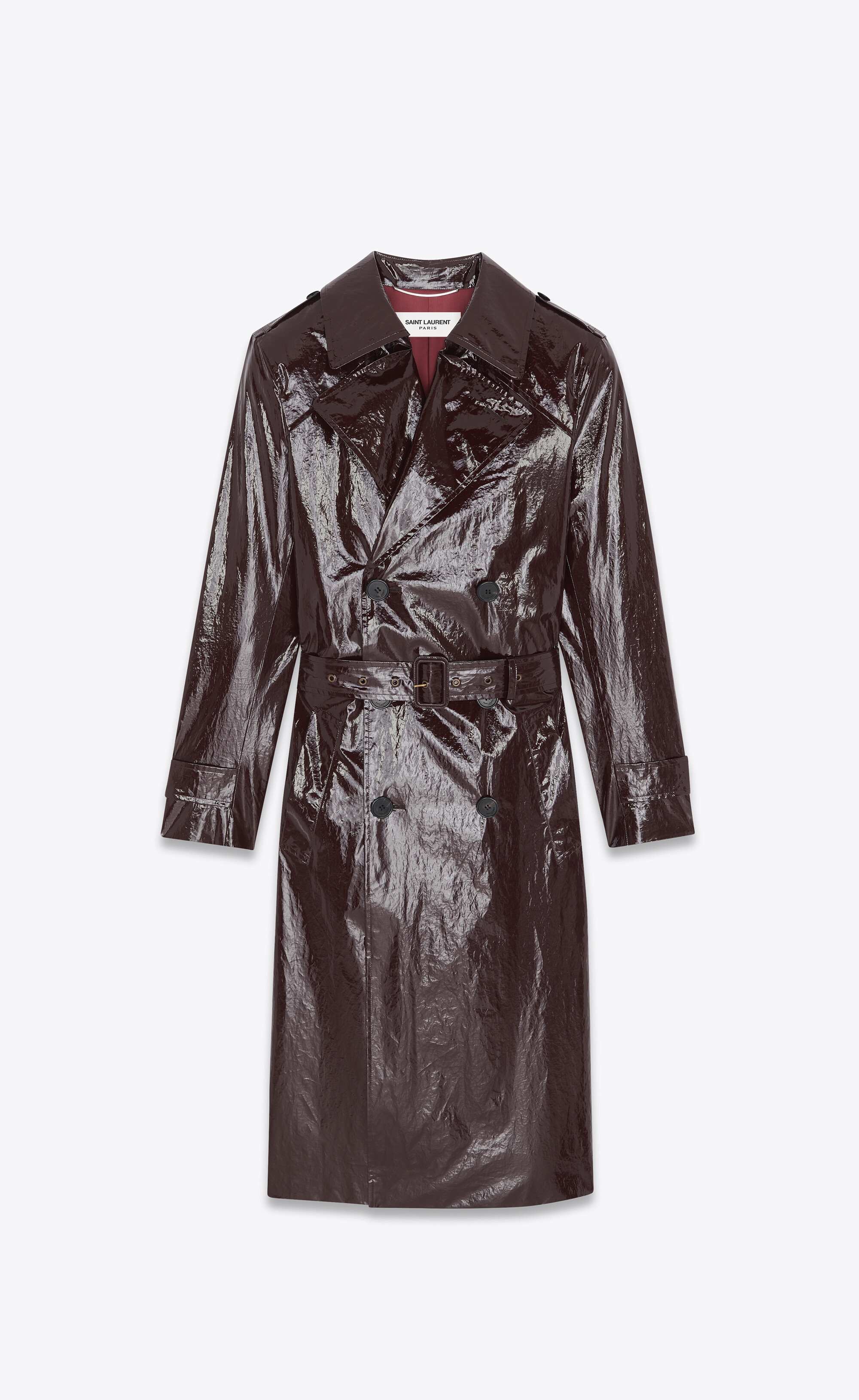 lacquered-effect trench coat - 1