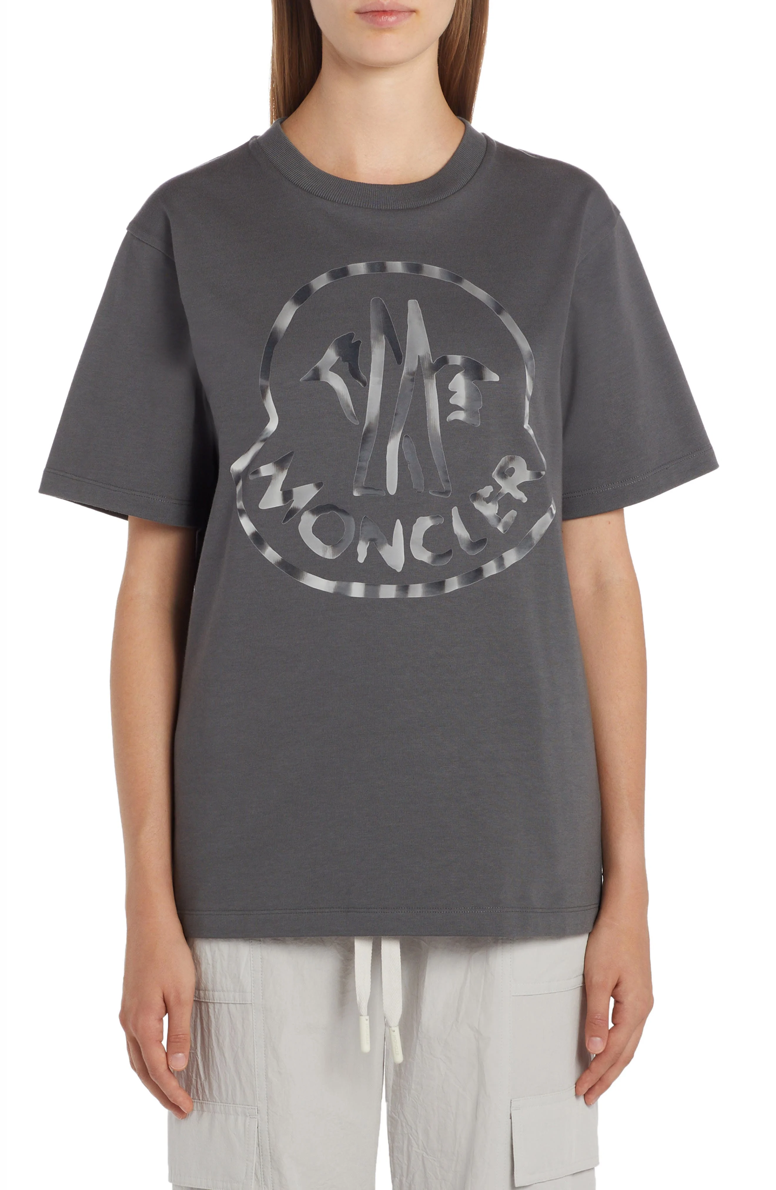 Moncler Cockerel Logo Cotton Graphic Tee in Charcoal at Nordstrom - 1