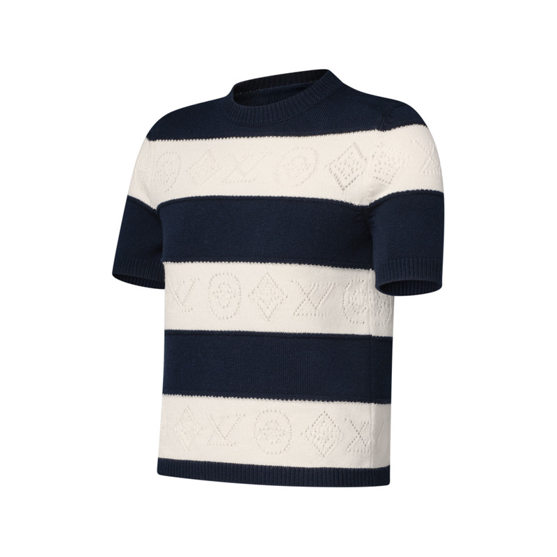 Openwork Striped Knit Top 2