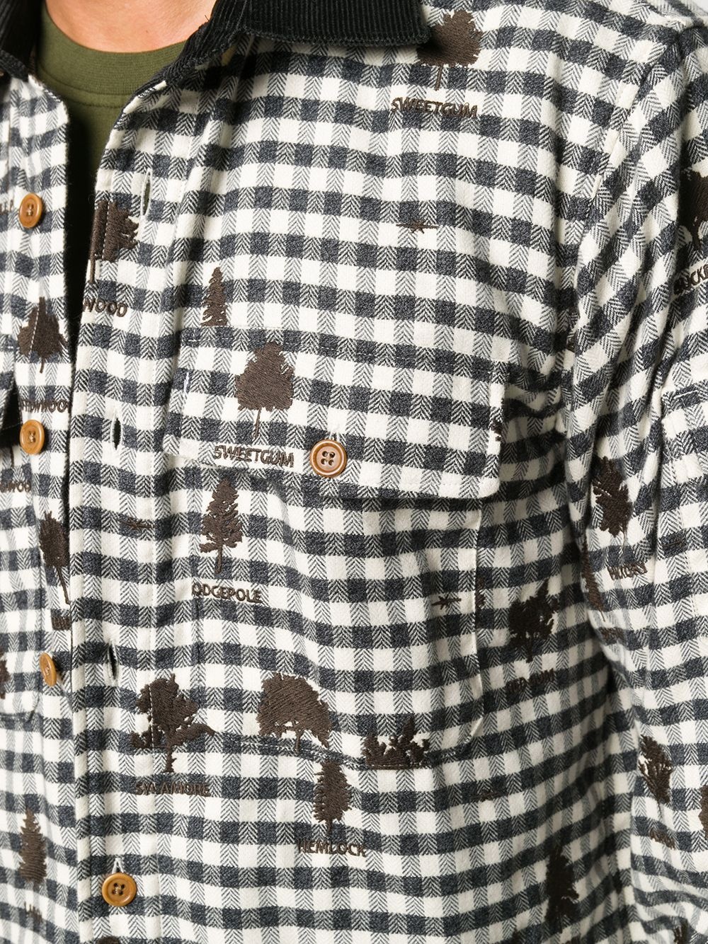 gingham shirt with all-over tree embroidery - 5
