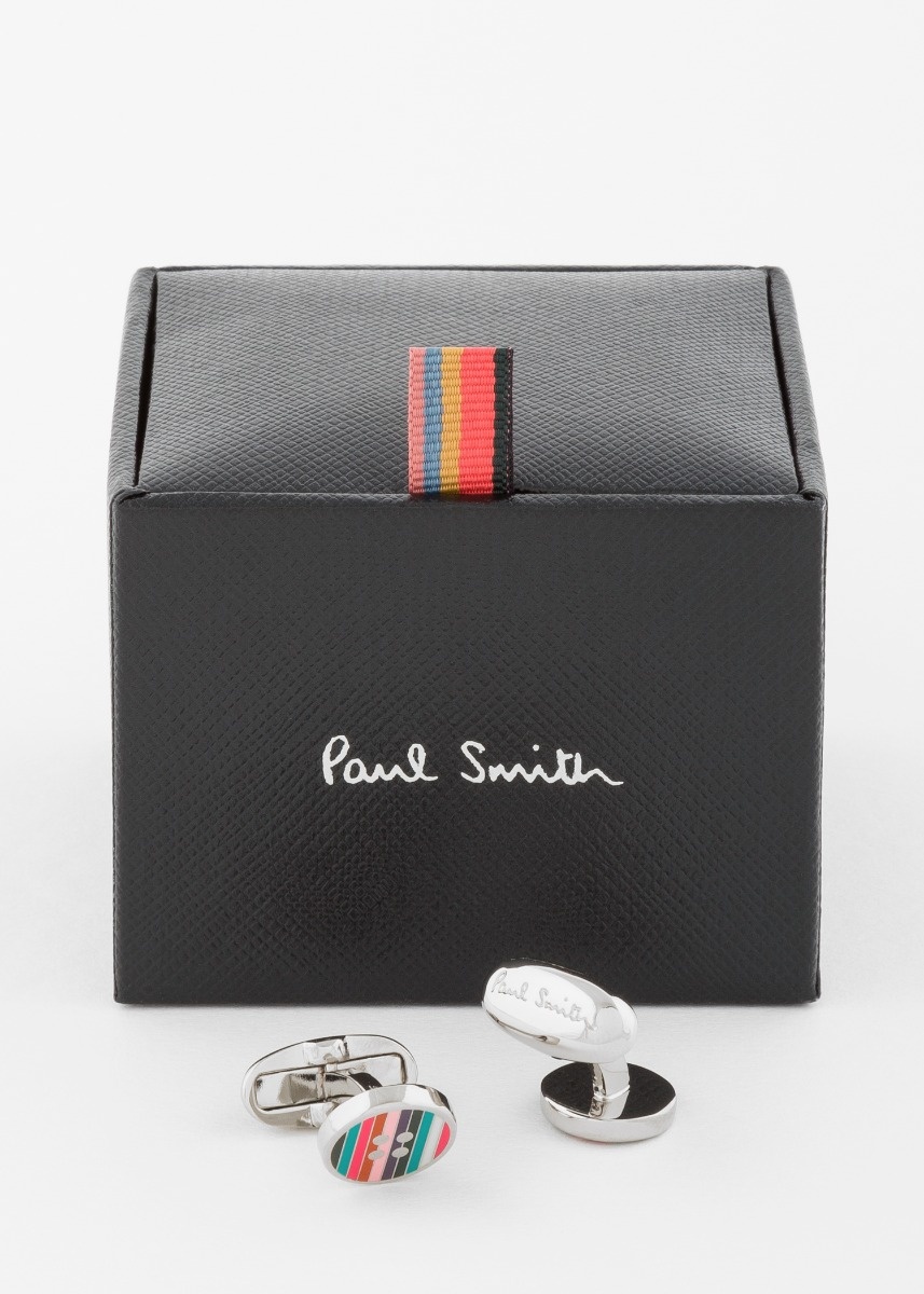 Striped Button Cufflinks - 1