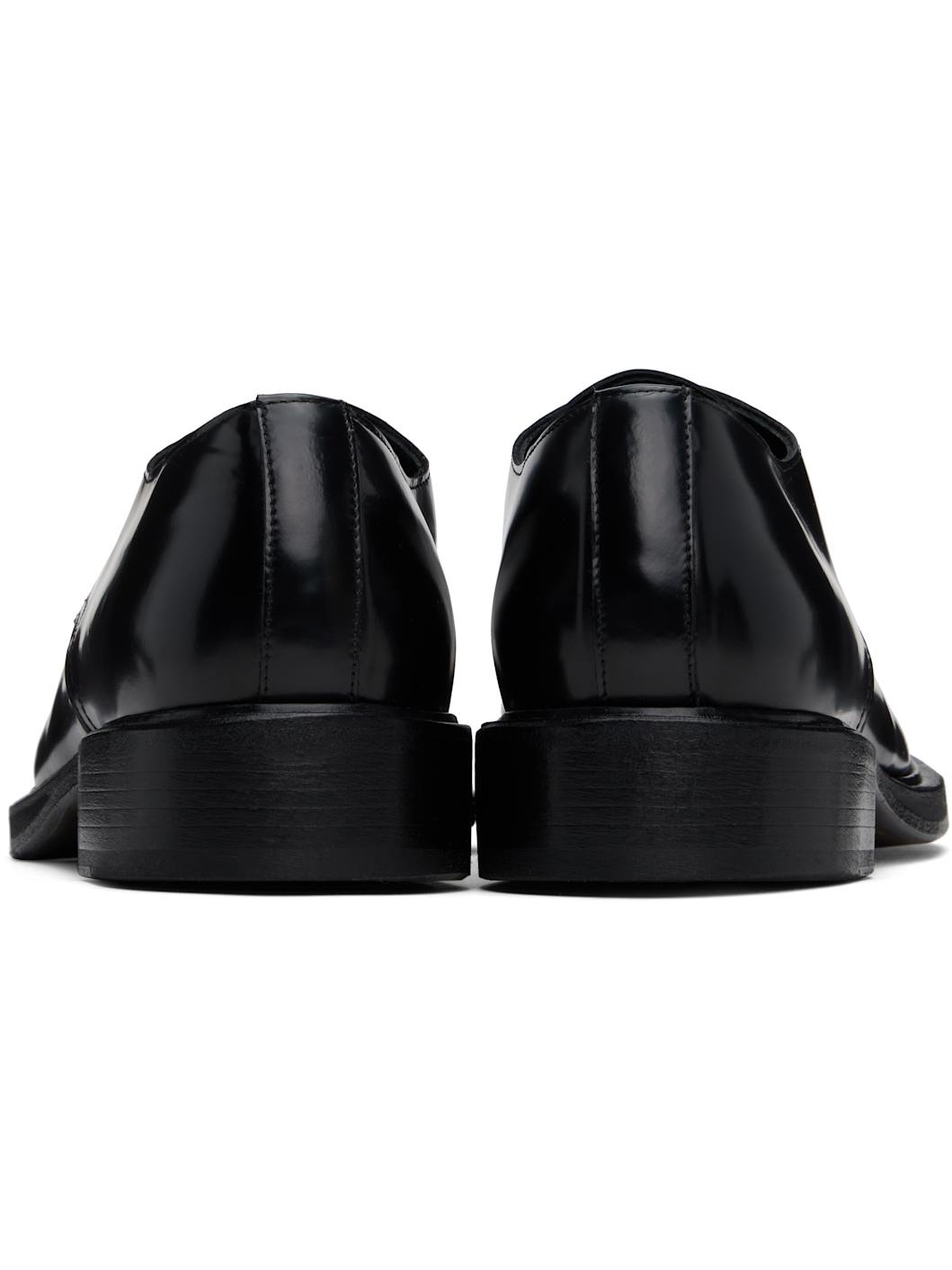 Black Lace-Up Leather Derbys - 2