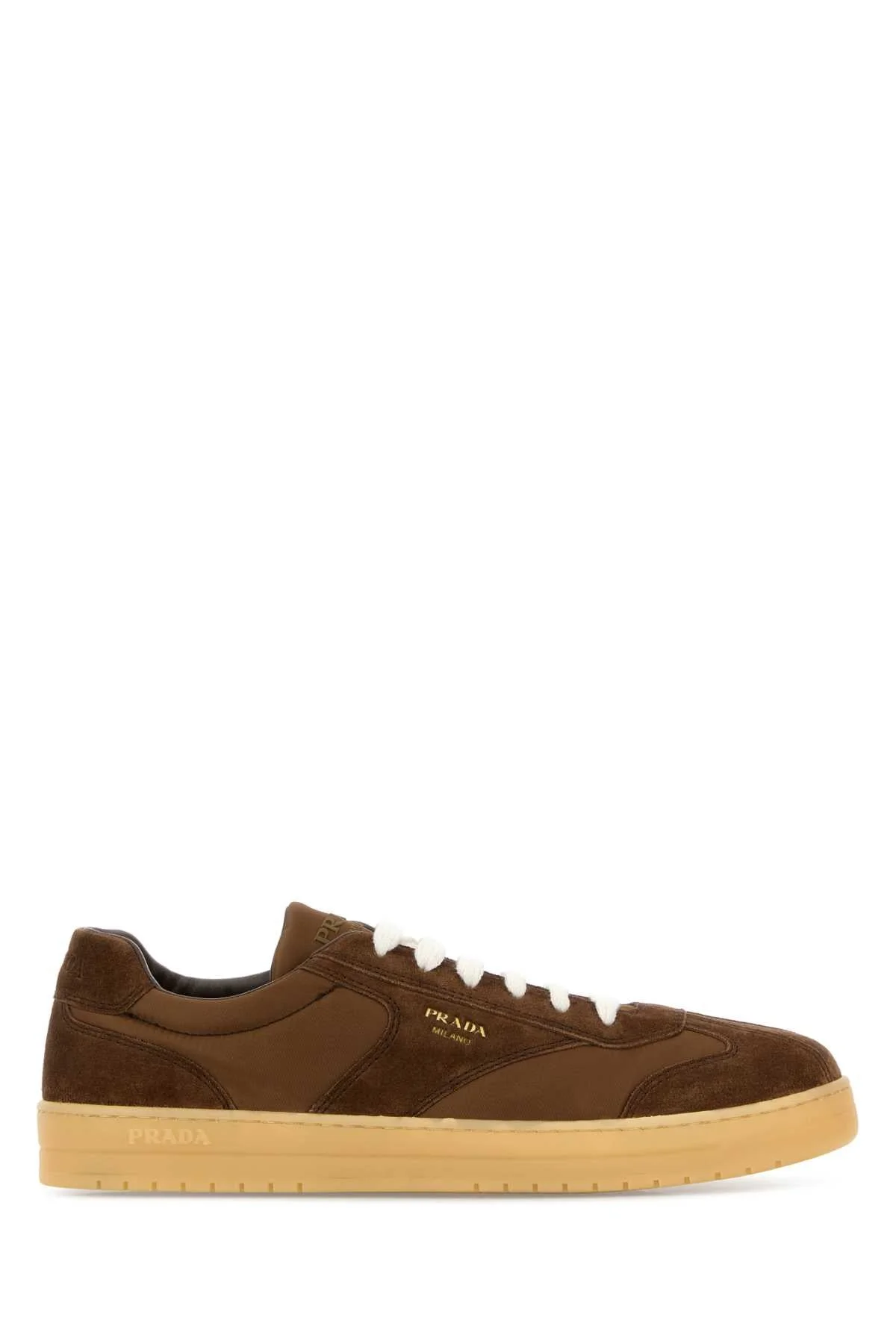 Prada Men Brown Suede E Re-Nylon Sneakers - 1