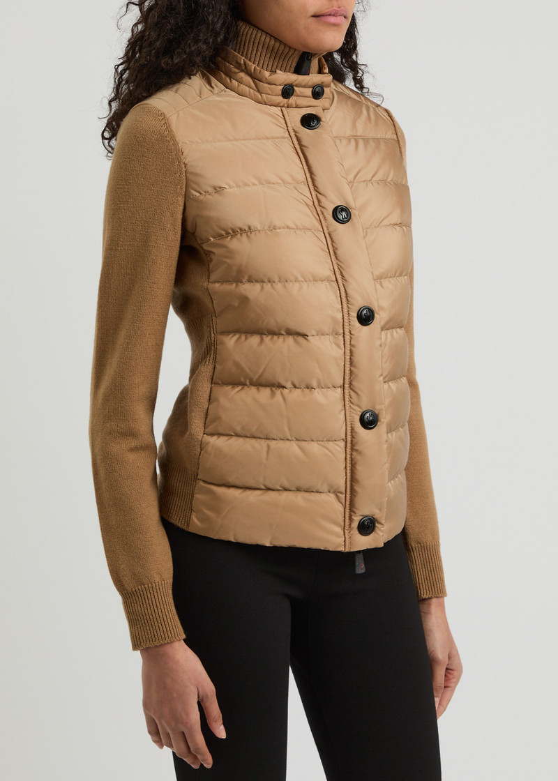 Moncler Moncler Logo Quilted Shell and Wool-blend Cardigan outlook
