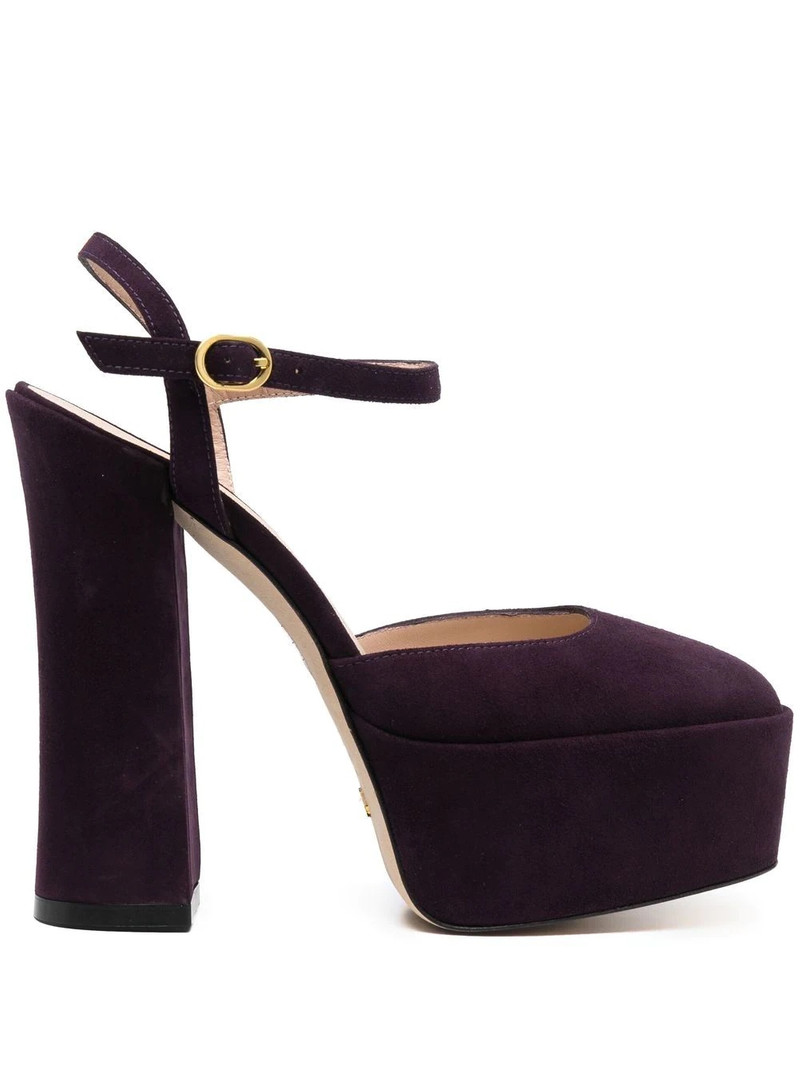 square-toe 150mm suede platform pumps 1