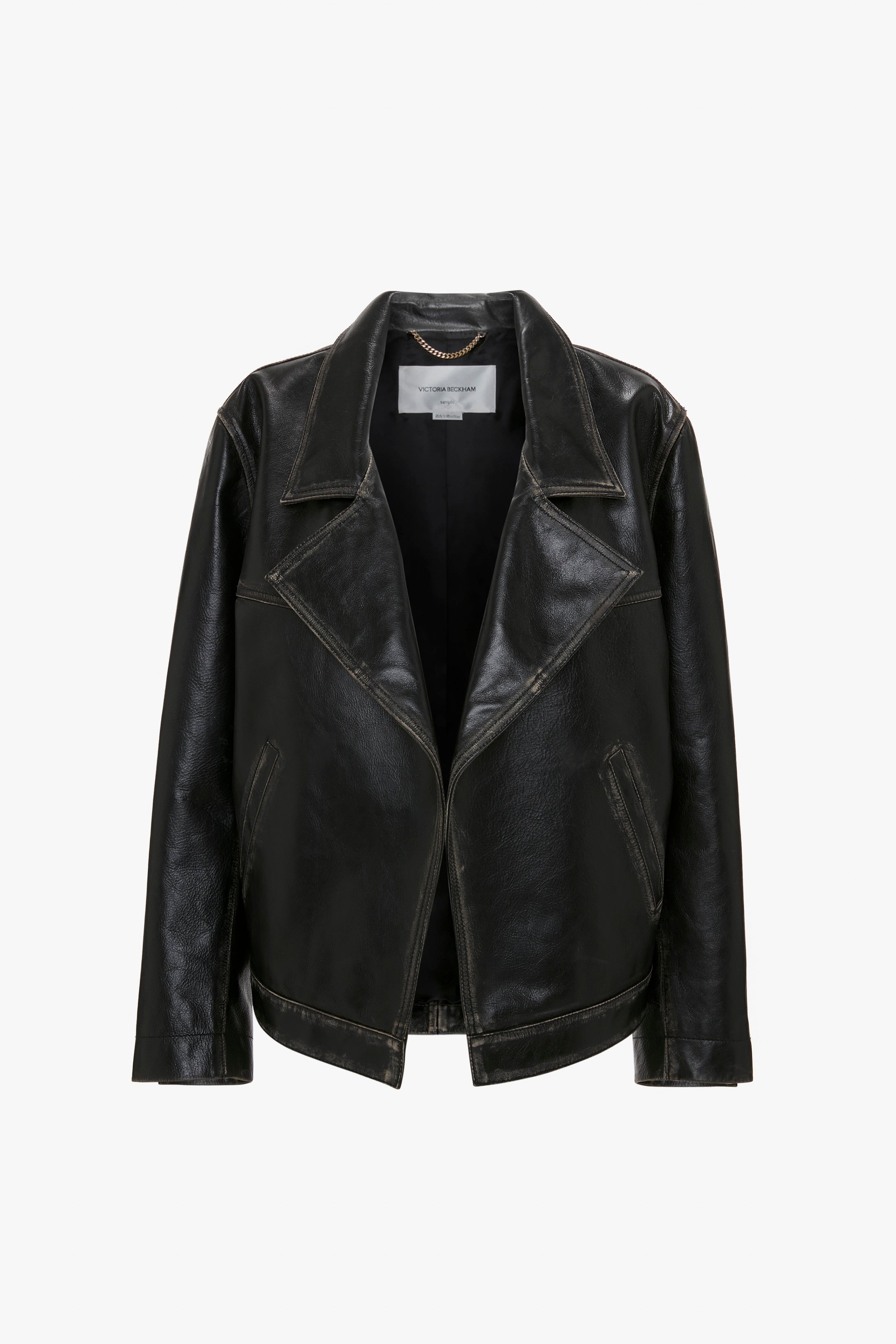 Oversized Leather Jacket In Black - 1