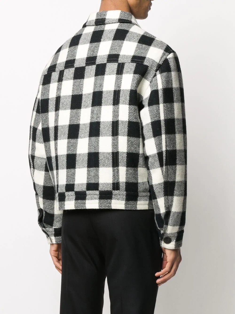 boxy fit checkered zipped jacket - 4