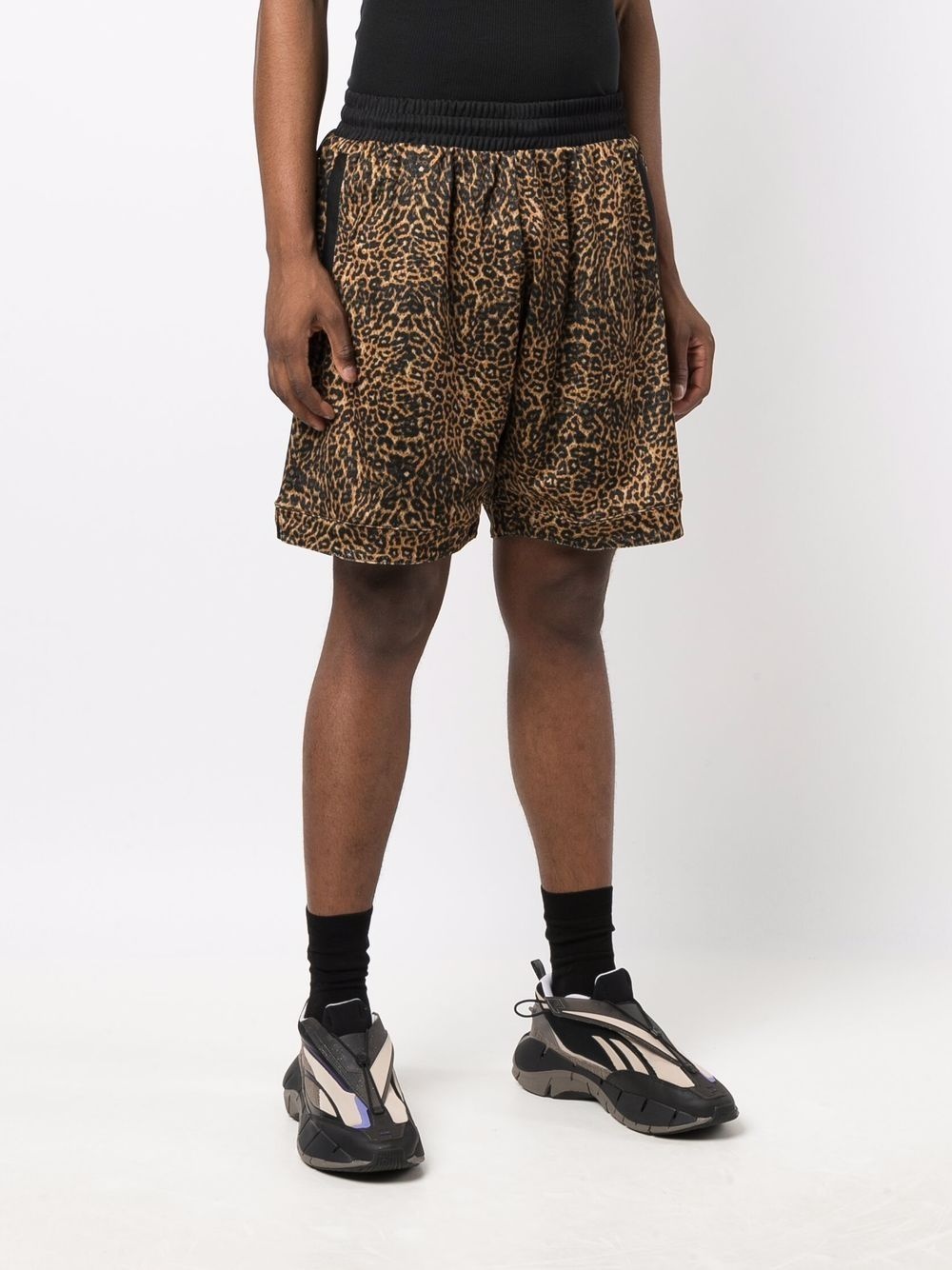 leopard-print track shorts - 3